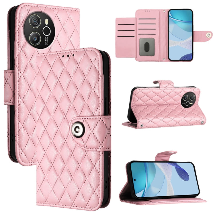 For Blackview Shark 8 Rhombic Texture Flip Leather Phone Case with Lanyard(Pink) - More Brand by PMC Jewellery | Online Shopping South Africa | PMC Jewellery | Buy Now Pay Later Mobicred