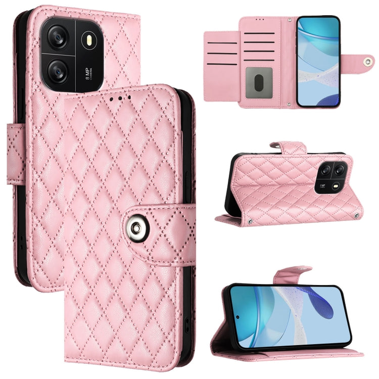 For Blackview Wave 6C Rhombic Texture Flip Leather Phone Case with Lanyard(Pink) - More Brand by PMC TechLife | Online Shopping South Africa | PMC TechLife | Buy Now Pay Later Mobicred