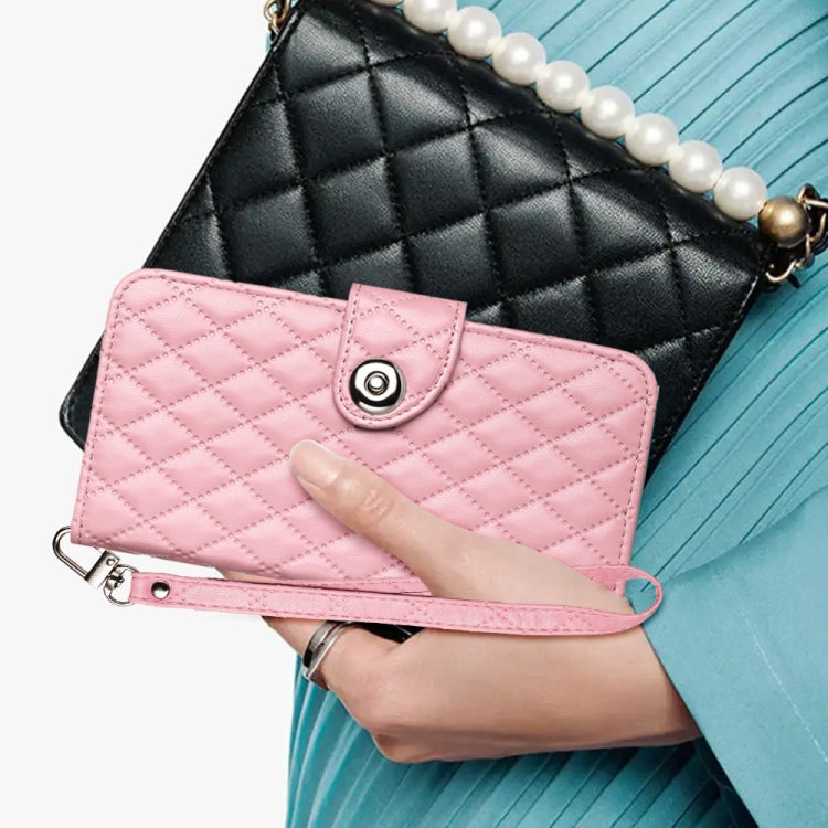 For Blackview Wave 6C Rhombic Texture Flip Leather Phone Case with Lanyard(Pink) - More Brand by PMC TechLife | Online Shopping South Africa | PMC TechLife | Buy Now Pay Later Mobicred