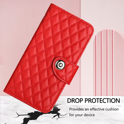 For Ulefone Note 14 Rhombic Texture Flip Leather Phone Case with Lanyard(Red) - Ulefone Cases by PMC Jewellery | Online Shopping South Africa | PMC Jewellery | Buy Now Pay Later Mobicred