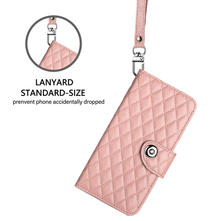 For Ulefone Note 14 Rhombic Texture Flip Leather Phone Case with Lanyard(Coral Pink) - Ulefone Cases by PMC Jewellery | Online Shopping South Africa | PMC Jewellery | Buy Now Pay Later Mobicred