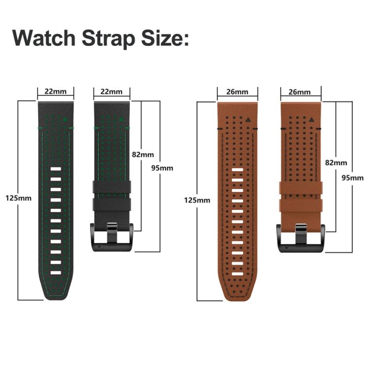 For Garmin Fenix 7 22mm Dot Hole Silicone Leather Quick Release Watch Band(Brown Black) - free shipping - PMc TechLife - Order now!