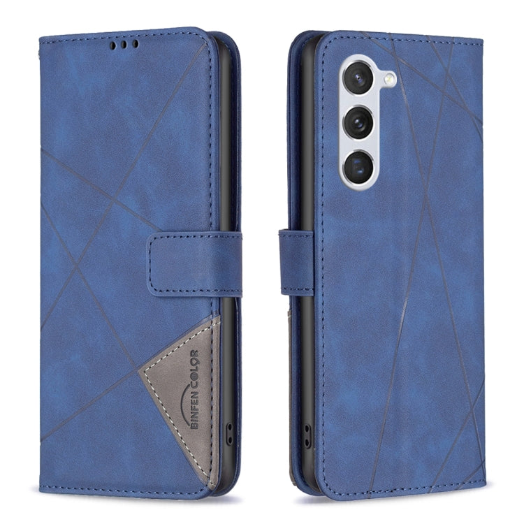 For Samsung Galaxy S25 5G Magnetic Buckle Rhombus Texture Leather Phone Case(Blue) - Galaxy S25 5G Cases by PMC Jewellery | Online Shopping South Africa | PMC Jewellery | Buy Now Pay Later Mobicred