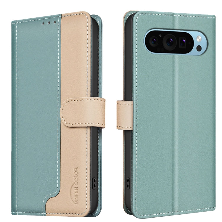 For Google Pixel 9 Color Matching RFID Anti-theft Leather Phone Case(Green) - Google Cases by PMC TechLife | Online Shopping South Africa | PMC TechLife | Buy Now Pay Later Mobicred