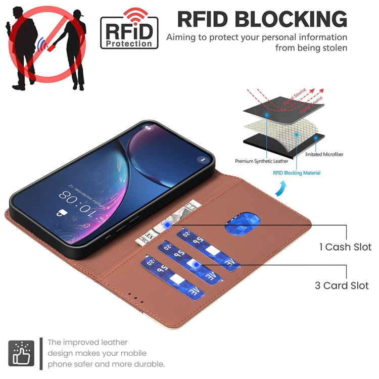 For Google Pixel 9 Color Matching RFID Anti-theft Leather Phone Case(Brown) - Google Cases by PMC TechLife | Online Shopping South Africa | PMC TechLife | Buy Now Pay Later Mobicred