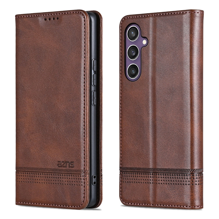 For Samsung Galaxy S24 FE 5G AZNS Magnetic Calf Texture Flip Leather Phone Case(Dark Brown) - Galaxy S24 FE 5G Cases by AZNS | Online Shopping South Africa | PMC Jewellery | Buy Now Pay Later Mobicred