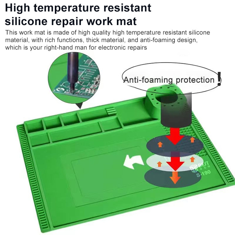 BEST S-190 High-temperature Resistant Silicone Pad Workbench Pad(Green) - Working Mat by BEST | Online Shopping South Africa | PMC TechLife | Buy Now Pay Later Mobicred