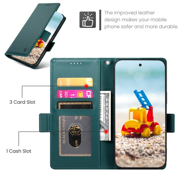 For Google Pixel 9 Pro Side Buckle Magnetic Frosted Leather Phone Case(Dark Green) - Google Cases by PMC Jewellery | Online Shopping South Africa | PMC Jewellery | Buy Now Pay Later Mobicred