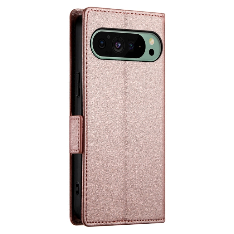 For Google Pixel 9 Side Buckle Magnetic Frosted Leather Phone Case(Rose Gold) - Google Cases by PMC Jewellery | Online Shopping South Africa | PMC Jewellery | Buy Now Pay Later Mobicred