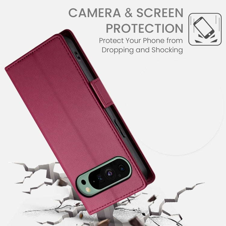 For Google Pixel 9 Side Buckle Magnetic Frosted Leather Phone Case(Wine Red) - Google Cases by PMC Jewellery | Online Shopping South Africa | PMC Jewellery | Buy Now Pay Later Mobicred