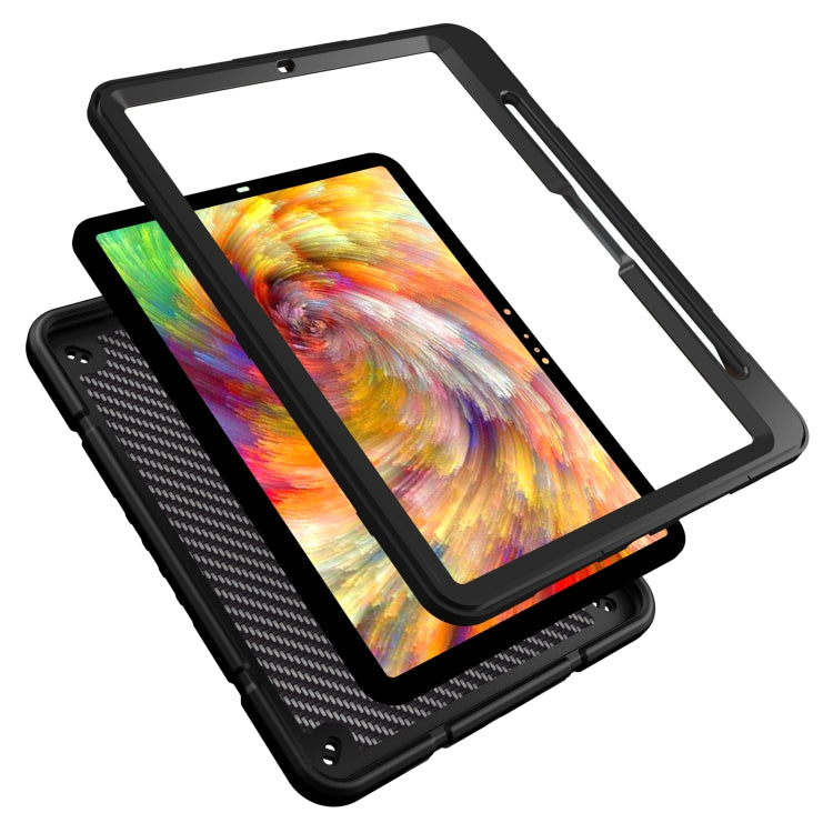 For iPad Pro 11 2024 Armor Holder Silicone Hybrid PC Tablet Case(Black) - iPad Pro 11 2024 Cases by PMC TechLife | Online Shopping South Africa | PMC TechLife | Buy Now Pay Later Mobicred