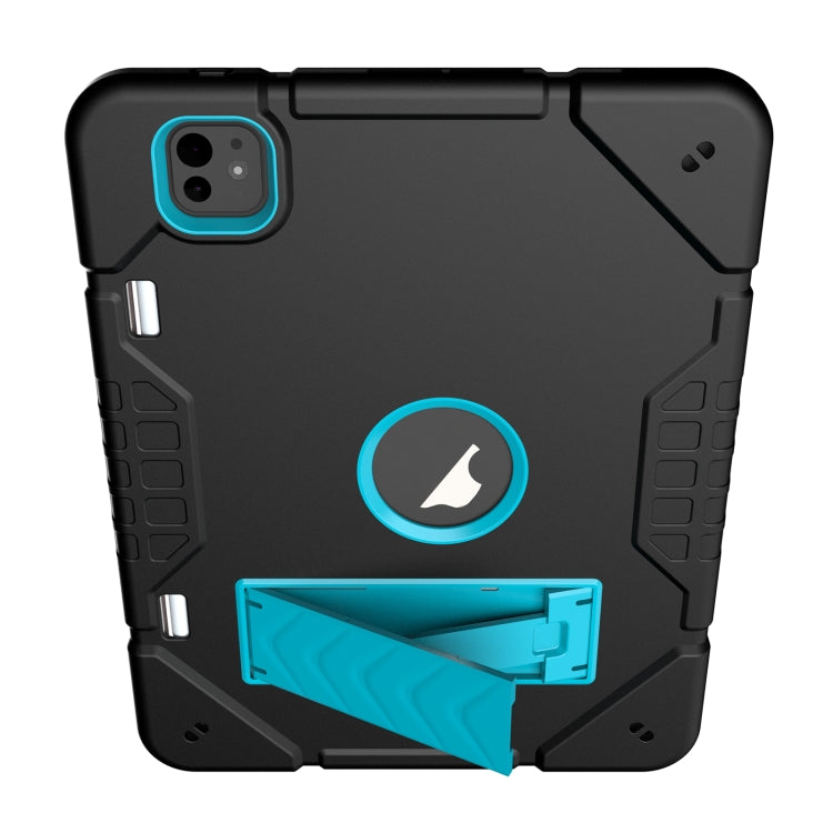 For iPad Pro 11 2024 Armor Holder Silicone Hybrid PC Tablet Case(Black Blue) - iPad Pro 11 2024 Cases by PMC TechLife | Online Shopping South Africa | PMC TechLife | Buy Now Pay Later Mobicred