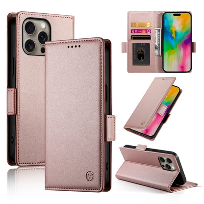 For iPhone 16 Pro Max Side Buckle Magnetic Frosted Leather Phone Case(Rose Gold) - iPhone 16 Pro Max Cases by PMC Jewellery | Online Shopping South Africa | PMC Jewellery | Buy Now Pay Later Mobicred