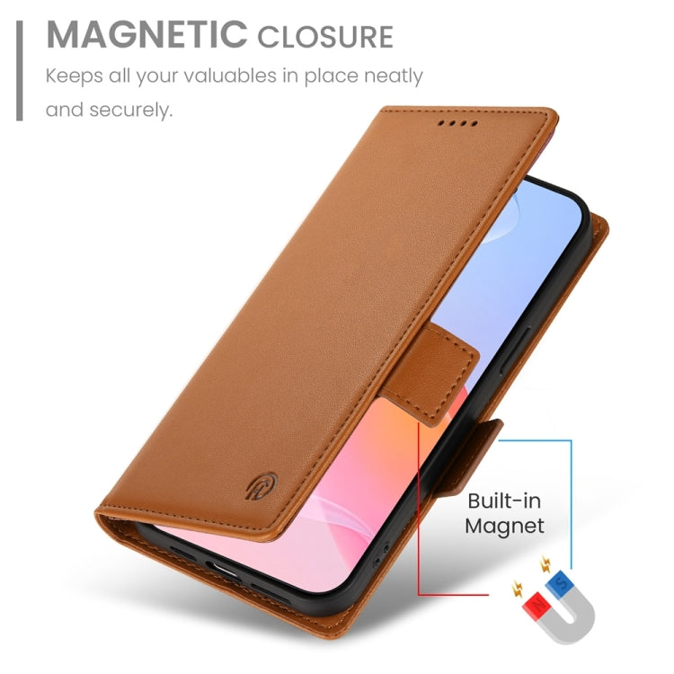 For iPhone 16 Pro Side Buckle Magnetic Frosted Leather Phone Case(Brown) - iPhone 16 Pro Cases by PMC Jewellery | Online Shopping South Africa | PMC Jewellery | Buy Now Pay Later Mobicred