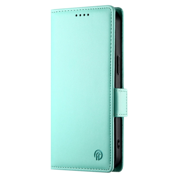 For iPhone 16 Side Buckle Magnetic Frosted Leather Phone Case(Mint Green) - iPhone 16 Cases by PMC Jewellery | Online Shopping South Africa | PMC Jewellery | Buy Now Pay Later Mobicred