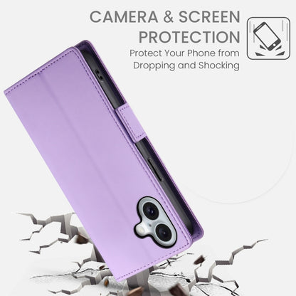 For iPhone 16 Side Buckle Magnetic Frosted Leather Phone Case(Purple) - iPhone 16 Cases by PMC Jewellery | Online Shopping South Africa | PMC Jewellery | Buy Now Pay Later Mobicred