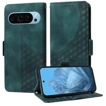 For Google Pixel 9 / 9 Pro Embossed Rhombus Starry Leather Phone Case(Green) - Google Cases by PMC Jewellery | Online Shopping South Africa | PMC Jewellery | Buy Now Pay Later Mobicred