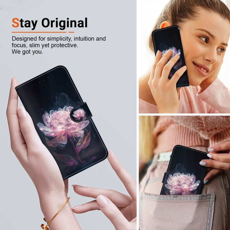 For Xiaomi Redmi K70 Pro / K70 Crystal Texture Colored Drawing Leather Phone Case(Purple Peony) - K70 Cases by PMC Jewellery | Online Shopping South Africa | PMC Jewellery | Buy Now Pay Later Mobicred