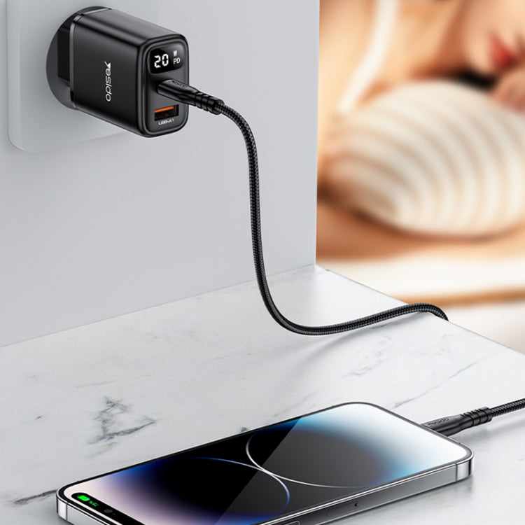 Yesido YC68 20W USB-C / Type-C + USB Digital Display Charger, Specification:EU Plug(Black) - free shipping - PMC TechLife - Order now!