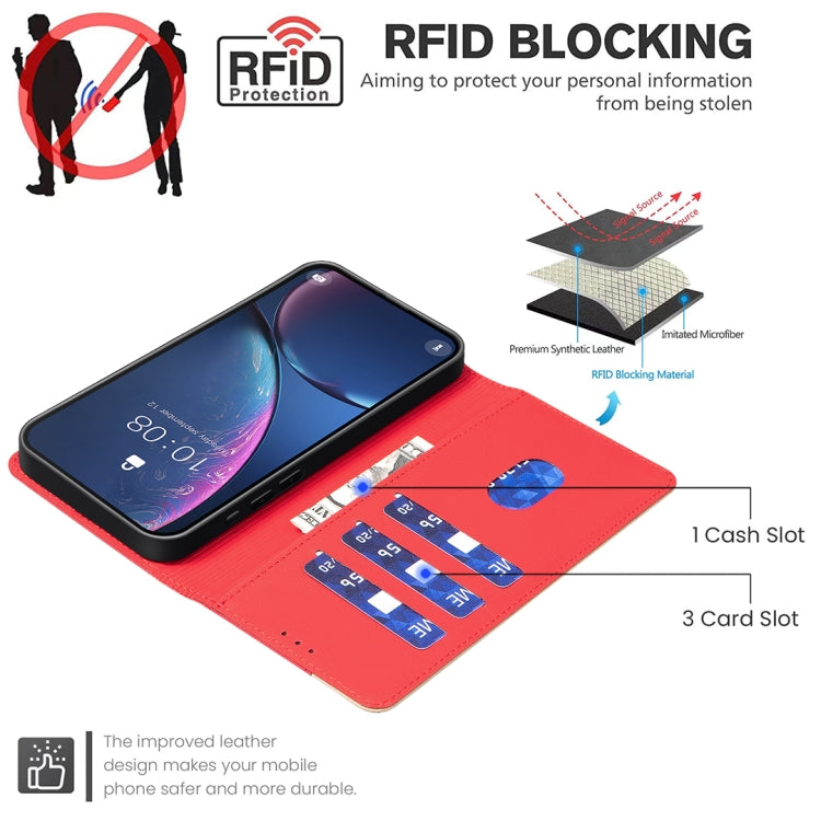 For iPhone 16 Pro Color Matching RFID Anti-theft Leather Phone Case(Red) - iPhone 16 Pro Cases by PMC Jewellery | Online Shopping South Africa | PMC Jewellery | Buy Now Pay Later Mobicred