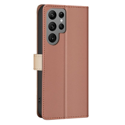 For Samsung Galaxy S25 Ultra 5G Color Matching RFID Anti-theft Leather Phone Case(Brown) - Galaxy S25 Ultra 5G Cases by PMC Jewellery | Online Shopping South Africa | PMC Jewellery | Buy Now Pay Later Mobicred