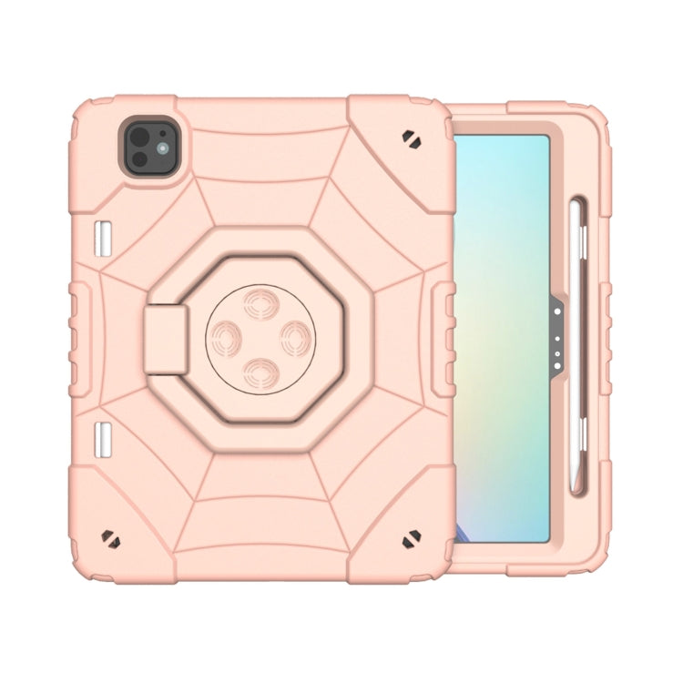 For iPad Pro 11 2024 Spider Turntable Handle Stress Relief Tablet Case(Rose Gold) - iPad Pro 11 2024 Cases by PMC TechLife | Online Shopping South Africa | PMC TechLife | Buy Now Pay Later Mobicred