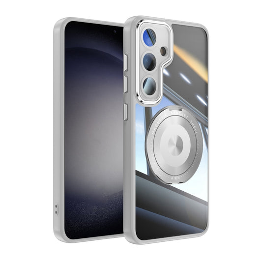 For Samsung Galaxy S25 5G 360 Holder MagSafe Acrylic Hybrid TPU Phone Case(Grey) - Galaxy S25 5G Cases by PMC Jewellery | Online Shopping South Africa | PMC Jewellery | Buy Now Pay Later Mobicred