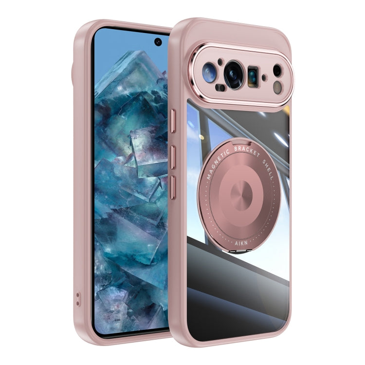 For Google Pixel 9 / 9 Pro 360 Holder Magsafe Acrylic Hybrid TPU Phone Case(Pink) - Google Cases by PMC Jewellery | Online Shopping South Africa | PMC Jewellery | Buy Now Pay Later Mobicred