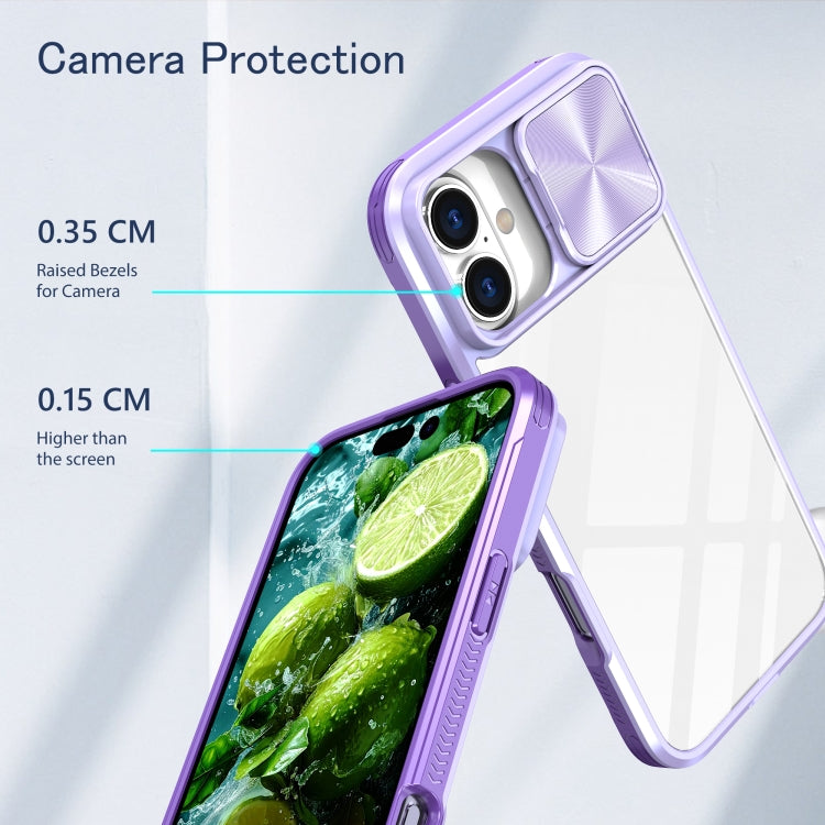 For iPhone 16 Sliding Camshield Acrylic Hybrid TPU Phone Case(Purple) - iPhone 16 Cases by PMC Jewellery | Online Shopping South Africa | PMC Jewellery | Buy Now Pay Later Mobicred