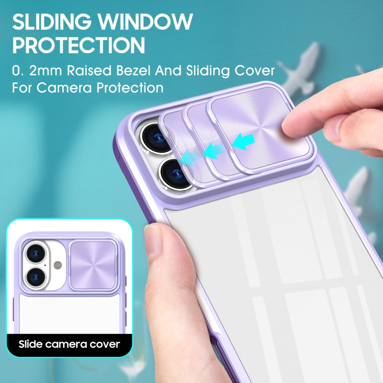 For iPhone 16 Plus Sliding Camshield Acrylic Hybrid TPU Phone Case(Purple) - iPhone 16 Plus Cases by PMC Jewellery | Online Shopping South Africa | PMC Jewellery | Buy Now Pay Later Mobicred