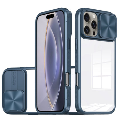 For iPhone 16 Pro Max Sliding Camshield Acrylic Hybrid TPU Phone Case(Navy Blue) - iPhone 16 Pro Max Cases by PMC Jewellery | Online Shopping South Africa | PMC Jewellery | Buy Now Pay Later Mobicred