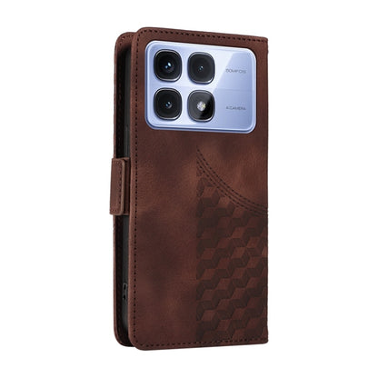 For Redmi K70 Ultra Embossed Rhombus Starry Leather Phone Case(Brown) - Xiaomi Cases by PMC Jewellery | Online Shopping South Africa | PMC Jewellery | Buy Now Pay Later Mobicred