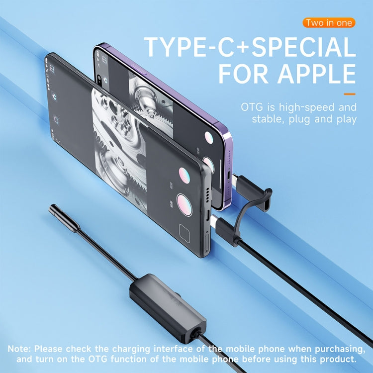 AN112 2 in 1 USB-C / Type-C + 8 Pin Interface 8mm HD Industry Endoscope, Length:2m Hard Tube -  by PMC Jewellery | Online Shopping South Africa | PMC Jewellery | Buy Now Pay Later Mobicred