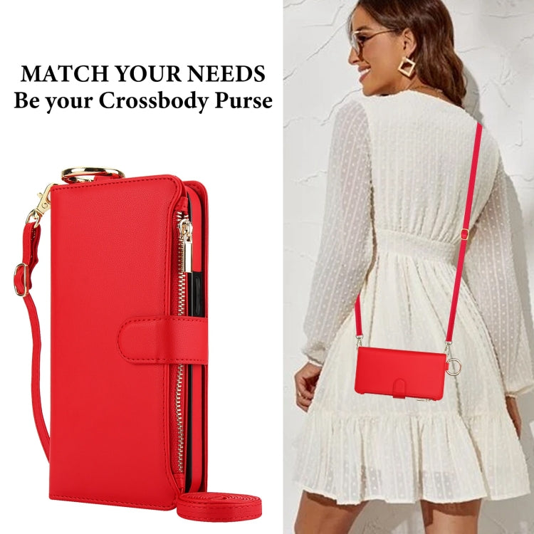 For Samsung Galaxy S24 Ultra 5G Crossbody Ring Multifunctional Wallet Leather Phone Case(Red) - Galaxy S24 Ultra 5G Cases by PMC Jewellery | Online Shopping South Africa | PMC Jewellery | Buy Now Pay Later Mobicred