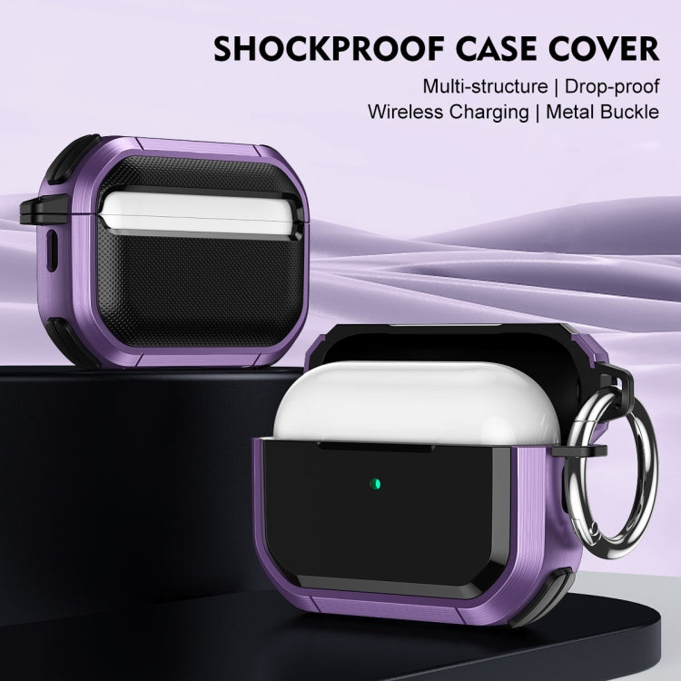 For AirPods Pro / Pro 2 Armor TPU + PC Earbuds Box Protective Case with Metal Buckle(Black) - free shipping - PMC Jewellery - Order now!
