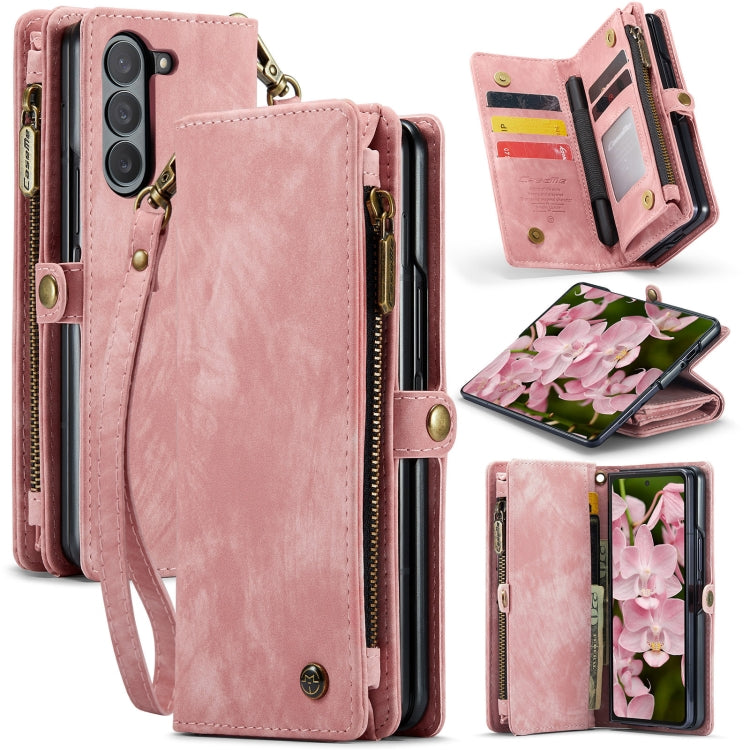 For Samsung Galaxy Z Fold6 5G CaseMe 008 Multifunctional Zipper Wallet Leather Phone Case with Lanyard(Pink) - Galaxy Z Fold6 5G Cases by CaseMe | Online Shopping South Africa | PMC Jewellery | Buy Now Pay Later Mobicred