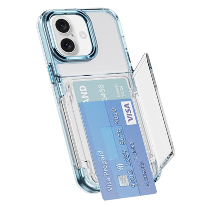 For iPhone 16 Card Holder Acrylic Hybrid TPU Phone Case(Transparent Blue) - iPhone 16 Cases by PMC Jewellery | Online Shopping South Africa | PMC Jewellery | Buy Now Pay Later Mobicred