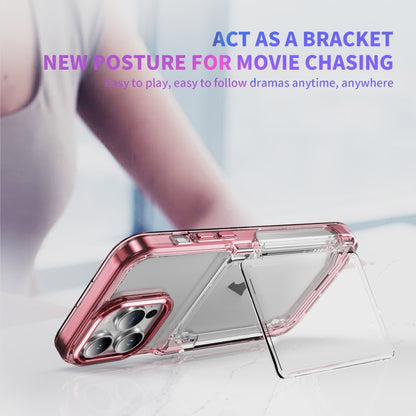 For iPhone 16 Pro Max Card Holder Acrylic Hybrid TPU Phone Case(Transparent Pink) - iPhone 16 Pro Max Cases by PMC Jewellery | Online Shopping South Africa | PMC Jewellery | Buy Now Pay Later Mobicred