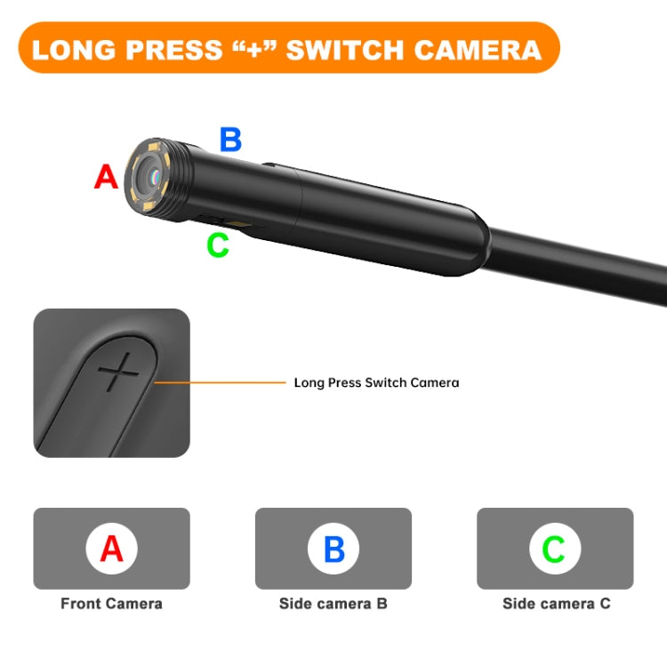 Y15 7.9mm Triple Camera WiFi Connected Hard Cable HD Industrial Endoscope, Length:1m(Black) -  by PMC TechLife | Online Shopping South Africa | PMC TechLife | Buy Now Pay Later Mobicred