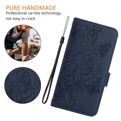 For Blackview A52 Embossed Rose RFID Anti-theft Leather Phone Case(Dark Blue) - More Brand by PMC Jewellery | Online Shopping South Africa | PMC Jewellery | Buy Now Pay Later Mobicred