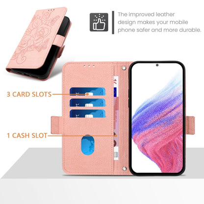 For Blackview A53 Embossed Rose RFID Anti-theft Leather Phone Case(Pink) - More Brand by PMC Jewellery | Online Shopping South Africa | PMC Jewellery | Buy Now Pay Later Mobicred