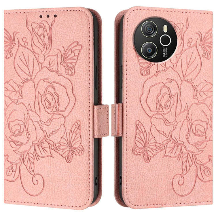 For Blackview Shark 8 Embossed Rose RFID Anti-theft Leather Phone Case(Pink) - More Brand by PMC Jewellery | Online Shopping South Africa | PMC Jewellery | Buy Now Pay Later Mobicred