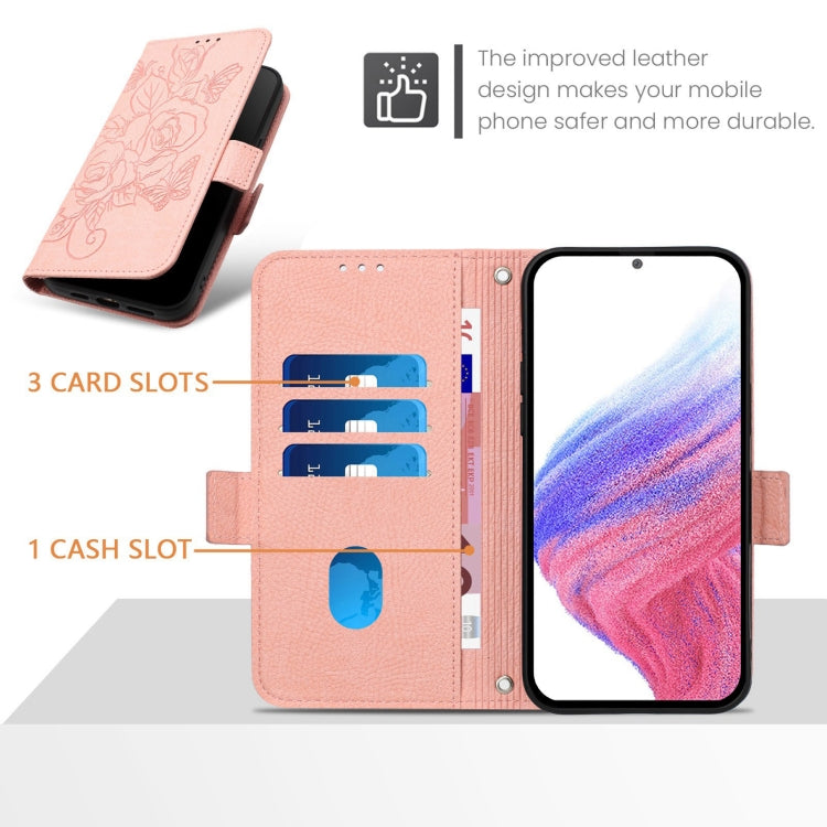 For Ulefone Note 14 Embossed Rose RFID Anti-theft Leather Phone Case(Pink) - Ulefone Cases by PMC Jewellery | Online Shopping South Africa | PMC Jewellery | Buy Now Pay Later Mobicred