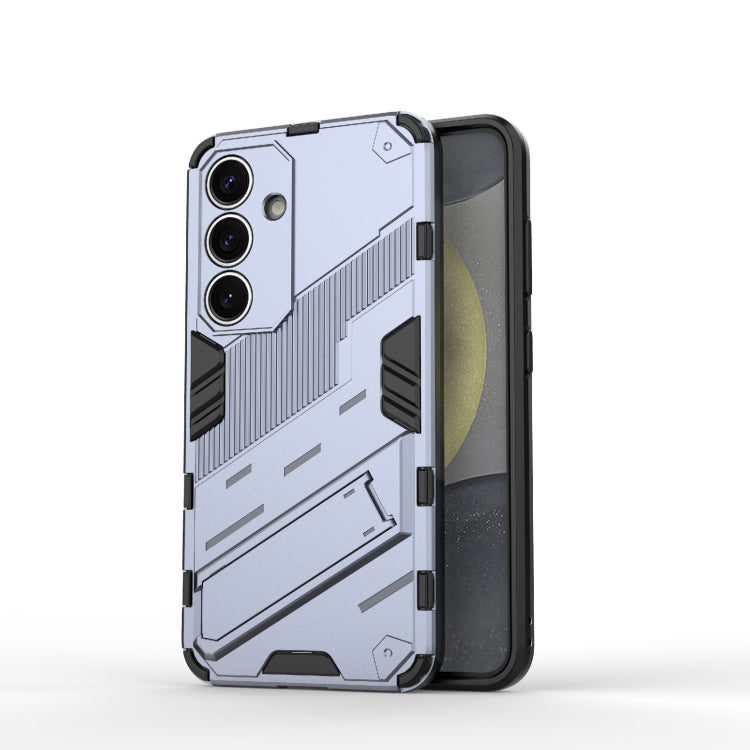 For Samsung Galaxy S25 5G Punk Armor 2 in 1 PC + TPU Shockproof Phone Case with Invisible Holder(Grey) - Galaxy S25 5G Cases by PMC Jewellery | Online Shopping South Africa | PMC Jewellery | Buy Now Pay Later Mobicred