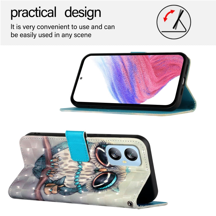 For Blackview A52 3D Painting Horizontal Flip Leather Phone Case(Grey Owl) - More Brand by PMC Jewellery | Online Shopping South Africa | PMC Jewellery | Buy Now Pay Later Mobicred