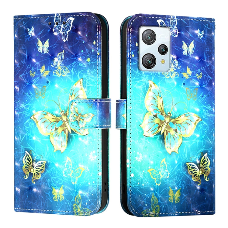 For Blackview A53 3D Painting Horizontal Flip Leather Phone Case(Golden Butterfly) - More Brand by PMC Jewellery | Online Shopping South Africa | PMC Jewellery | Buy Now Pay Later Mobicred