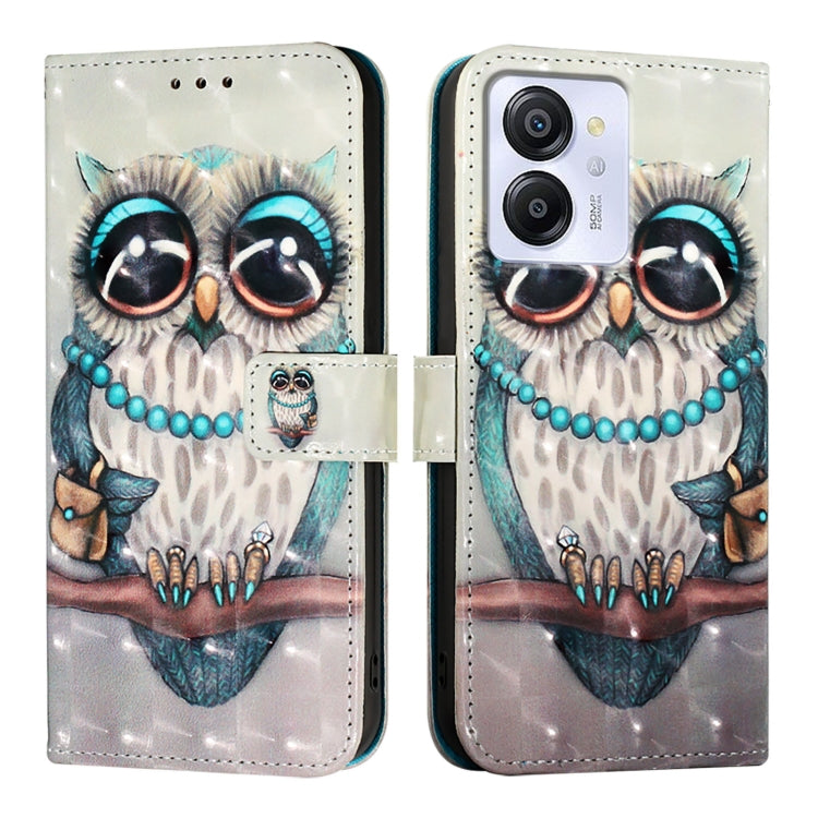 For Blackview Color 8 3D Painting Horizontal Flip Leather Phone Case(Grey Owl) - More Brand by PMC Jewellery | Online Shopping South Africa | PMC Jewellery | Buy Now Pay Later Mobicred