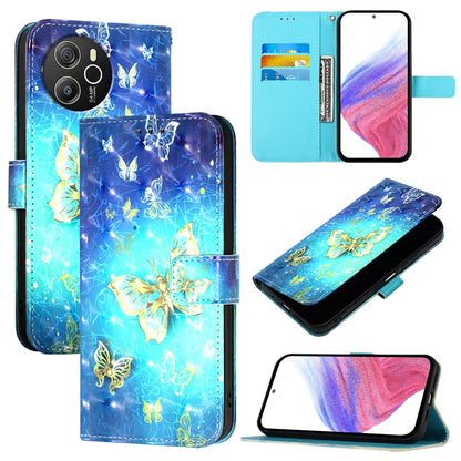 For Blackview Shark 8 3D Painting Horizontal Flip Leather Phone Case(Golden Butterfly) - More Brand by PMC Jewellery | Online Shopping South Africa | PMC Jewellery | Buy Now Pay Later Mobicred