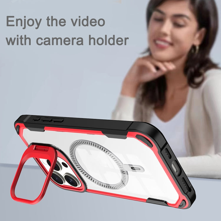 For iPhone 16 Pro Transparent Acrylic MagSafe Lens Holder Phone Case(Orange) - iPhone 16 Pro Cases by PMC TechLife | Online Shopping South Africa | PMC TechLife | Buy Now Pay Later Mobicred