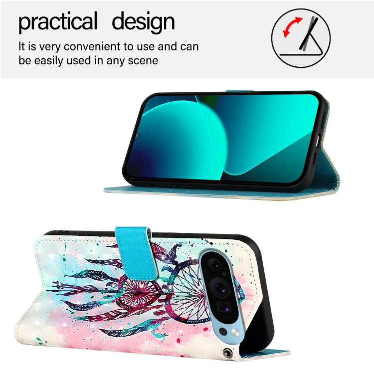 For Google Pixel 9 Pro XL 3D Painting Horizontal Flip Leather Phone Case(Color Drop Wind Chimes) - Google Cases by PMC Jewellery | Online Shopping South Africa | PMC Jewellery | Buy Now Pay Later Mobicred